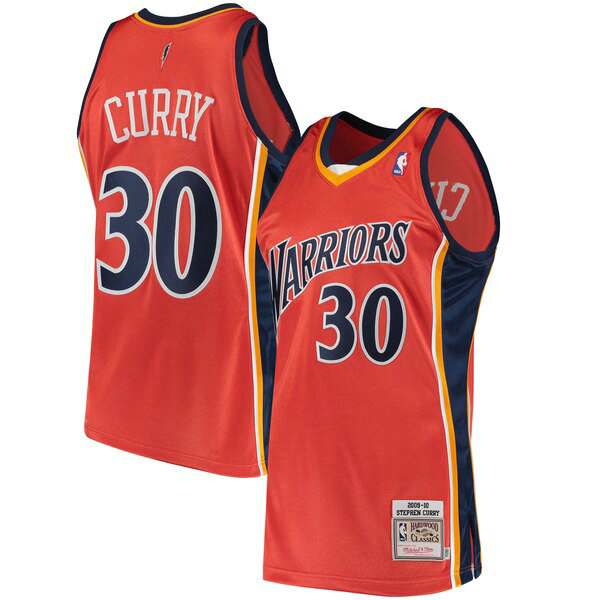 Maillot nba Golden State Warriors 2009-2010 Homme Stephen Curry 30 Orange